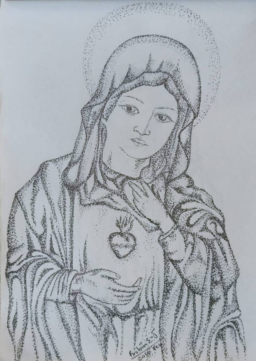 Mother Mary in Drawing