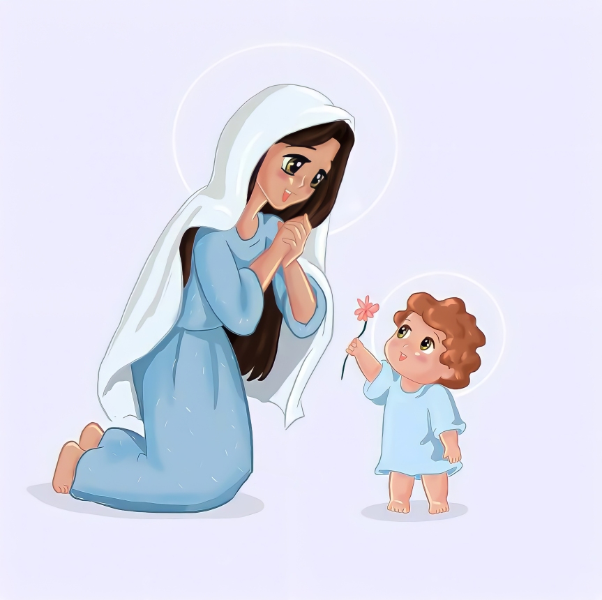 Child Jesus and Mary, Animated Art