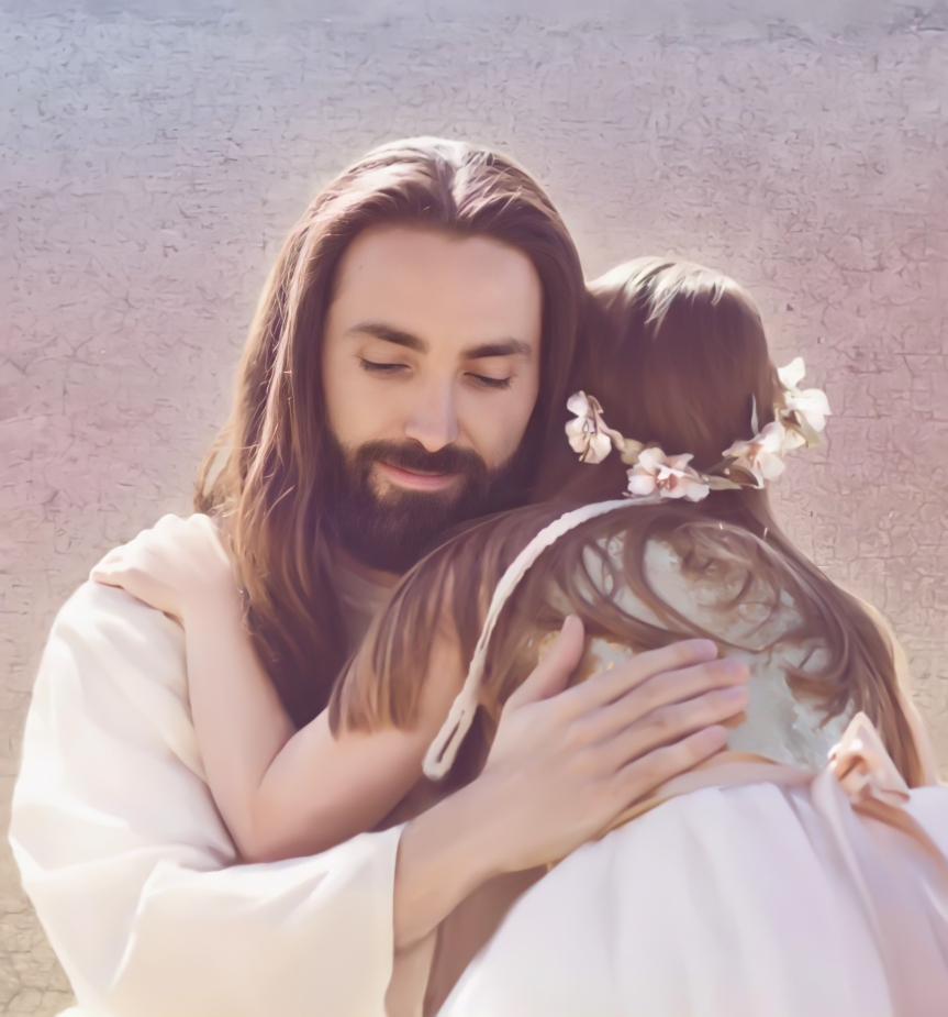 Jesus Hugging A Girl Child