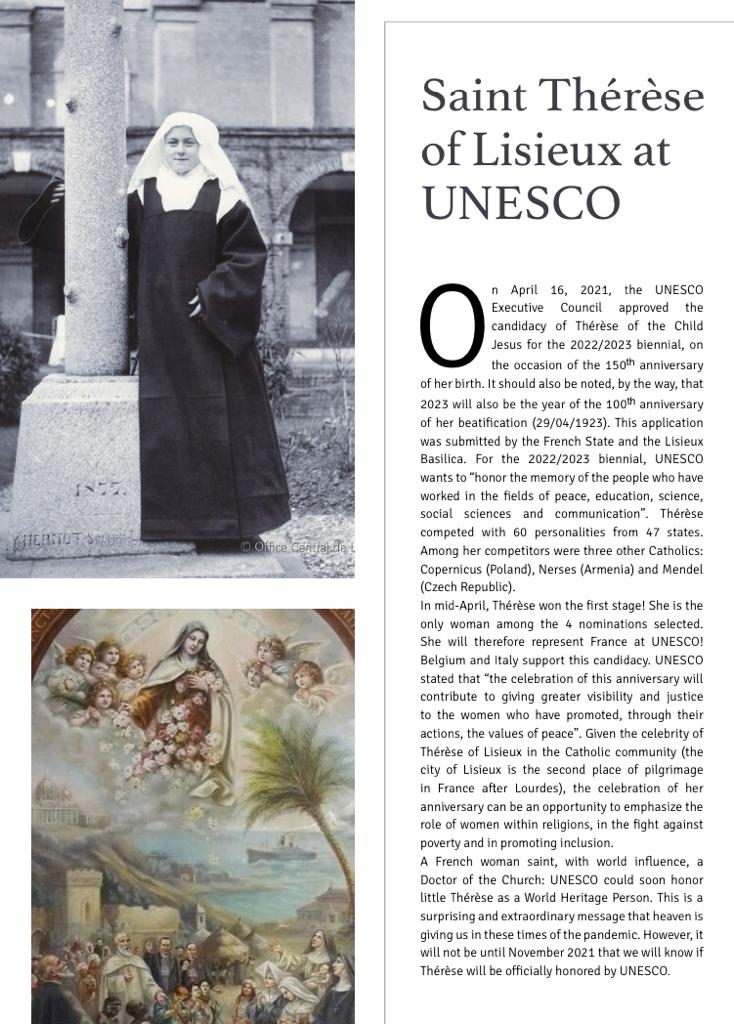 Little Flower at UNESCO | St. Therese of Lisieux at UNESCO