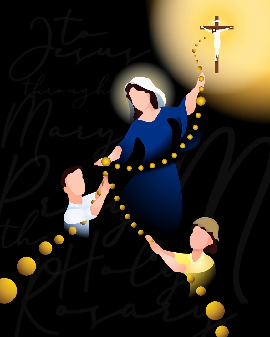 Holy Rosary, Marian Illustration