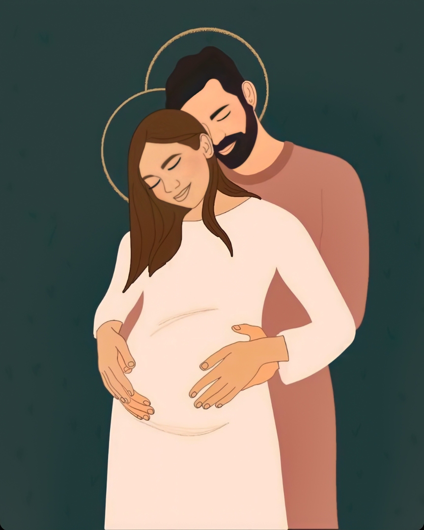 Joseph and Mary, Advent Illustration