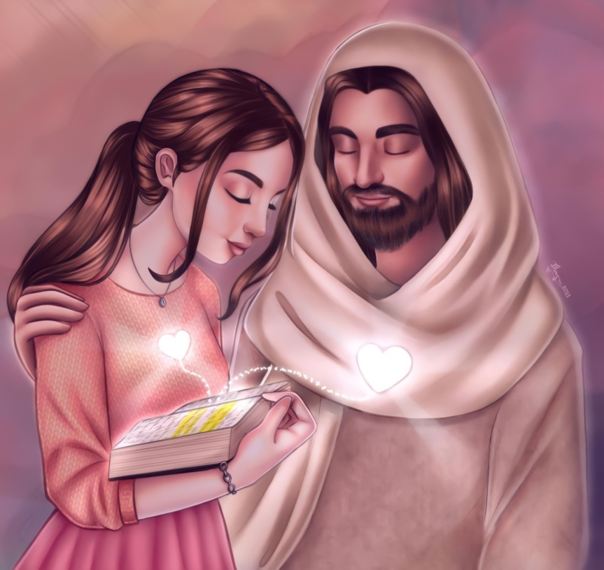 Jesus and a Girl Illustration Art